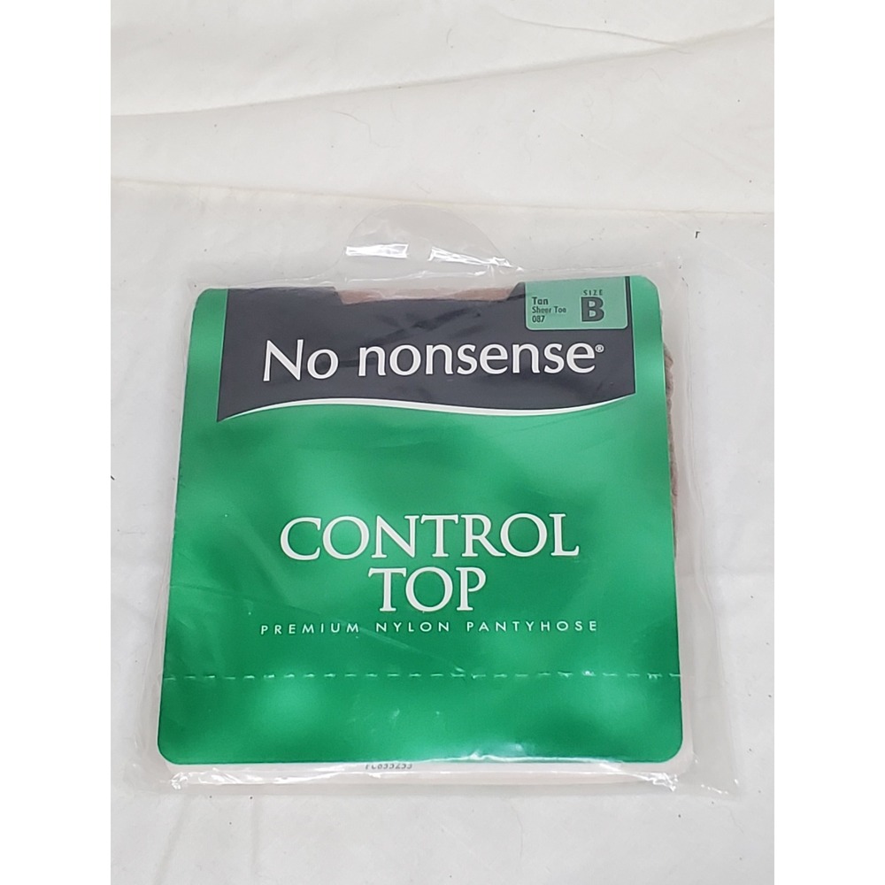 No Nonsense Control Top Premium Nylon Pantyhose Tan Sheer Toe Size B 087 New